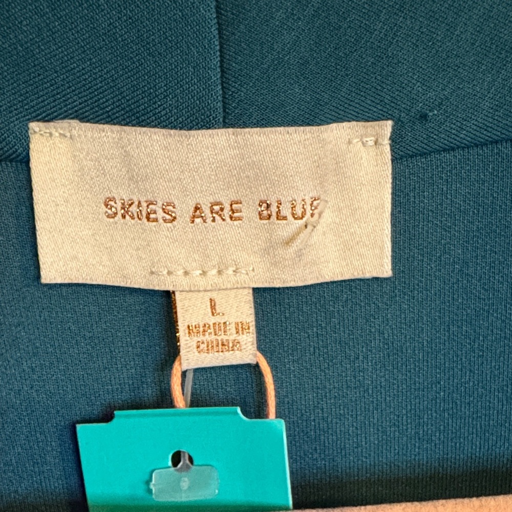 Skies Are Blue Open Front Blazer Teal Jacket Size Large - Picture 2 of 13